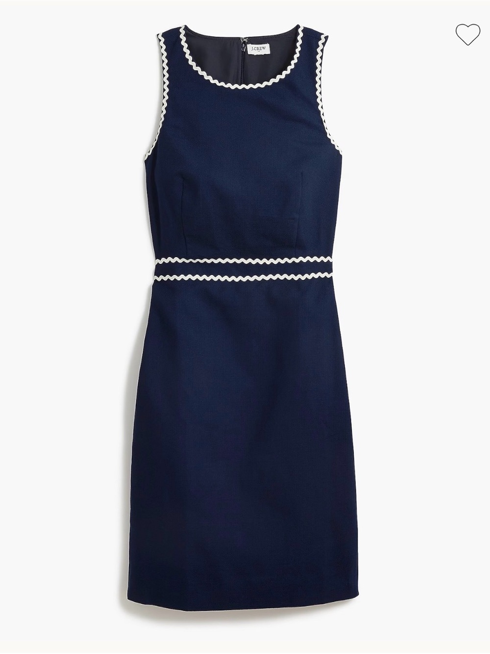 J. Crew Navy Midi Sheath Suiting Dress with White Scallop Trim
